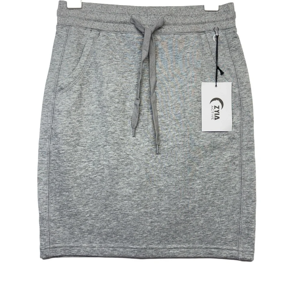 Zyia Take Me Everywhere Gray Casual Activewear Cotton Blend Skirt NWT Womens XS